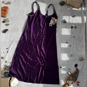 Purple satin floral slip